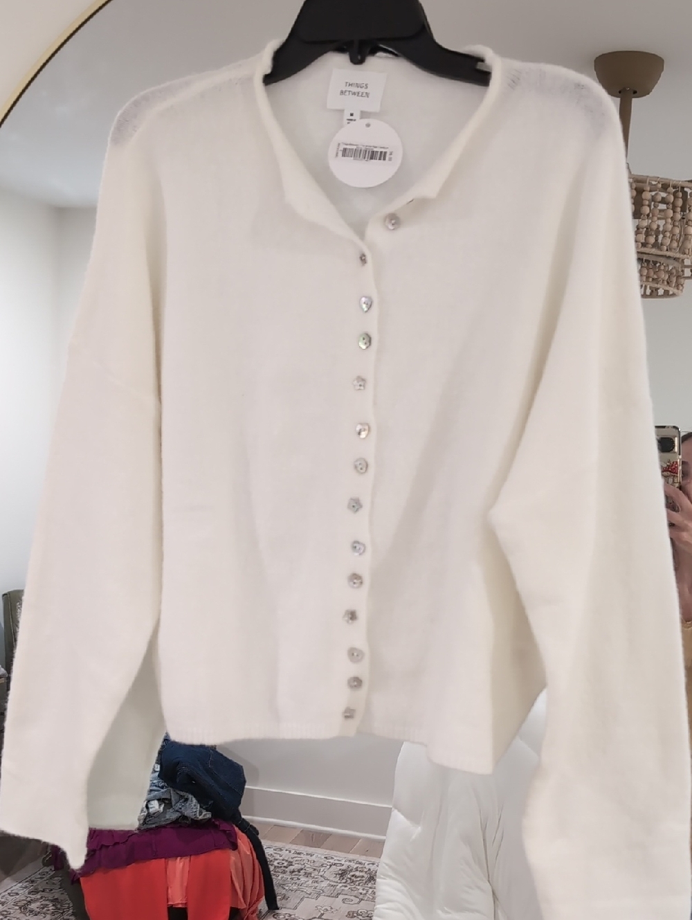 Talbots White Button-Front Cardigan Sweater